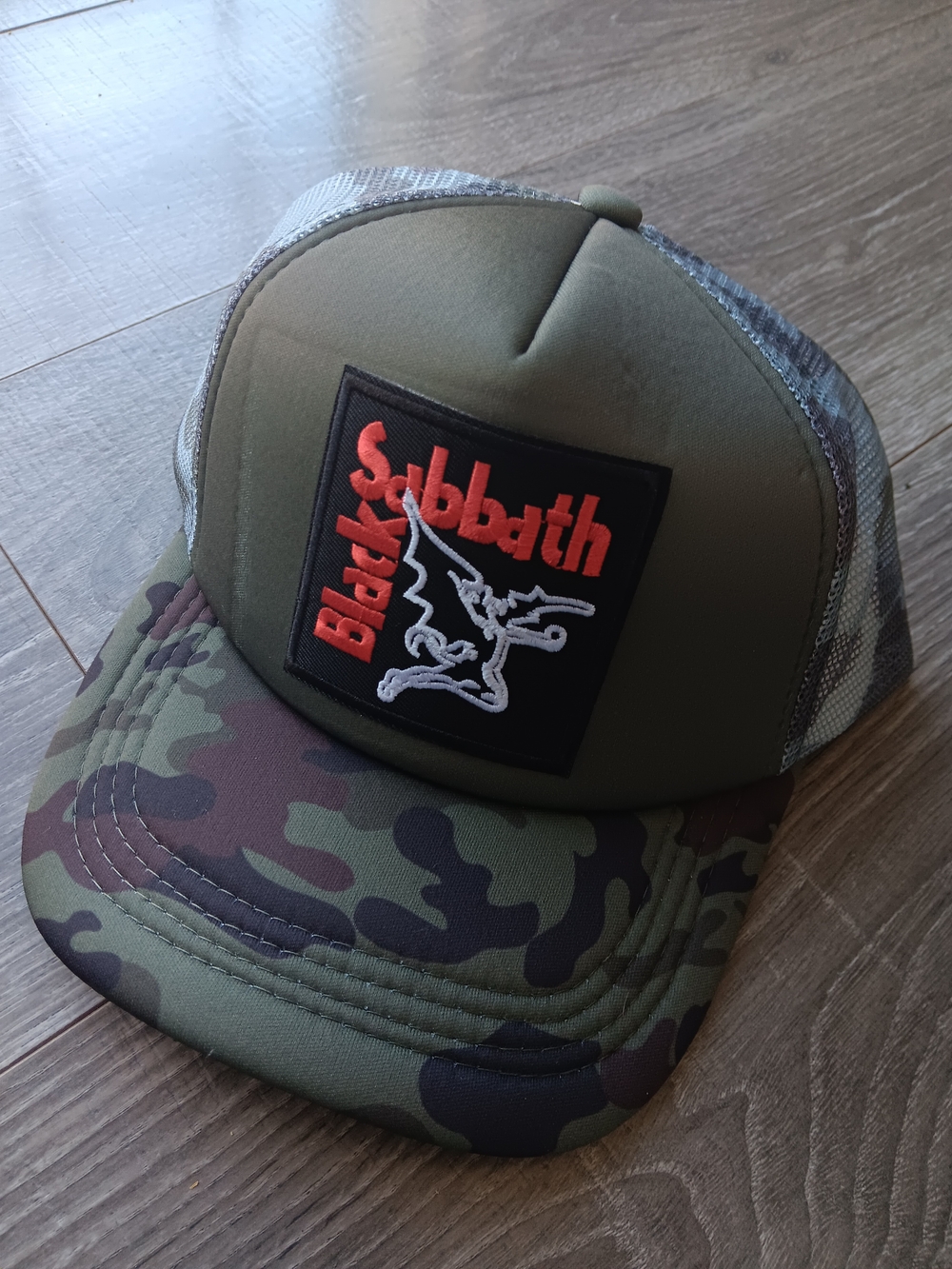 Black Sabbath Patch Trucker Hat - Olive & Camo